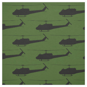 UH-1 Huey Silhouette Black på Grönten Tyg