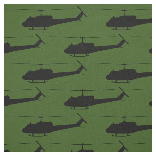 UH-1 Huey Silhouette Black på Grönten Tyg (Provkarta)