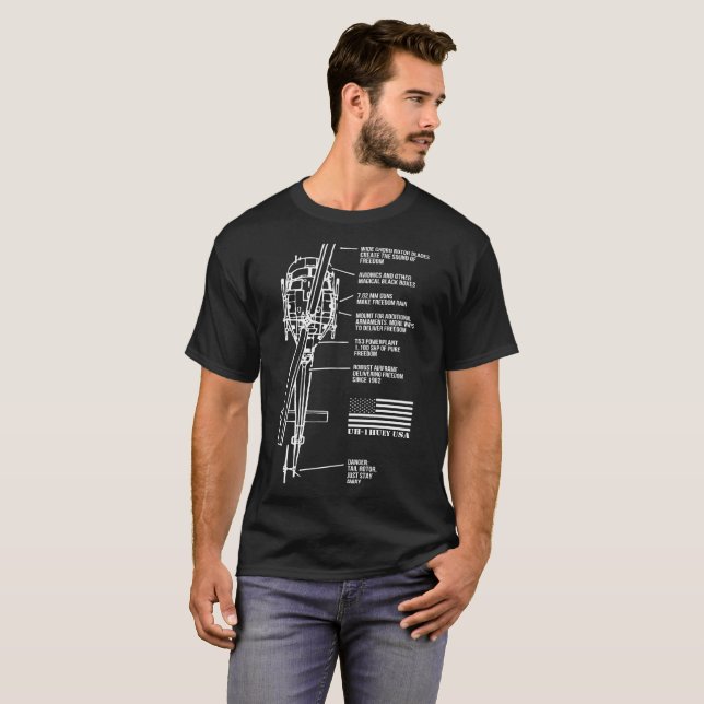 Uh kommer med 1 Huey helikopter Vietnam friheten T Shirt (Hel framsida)