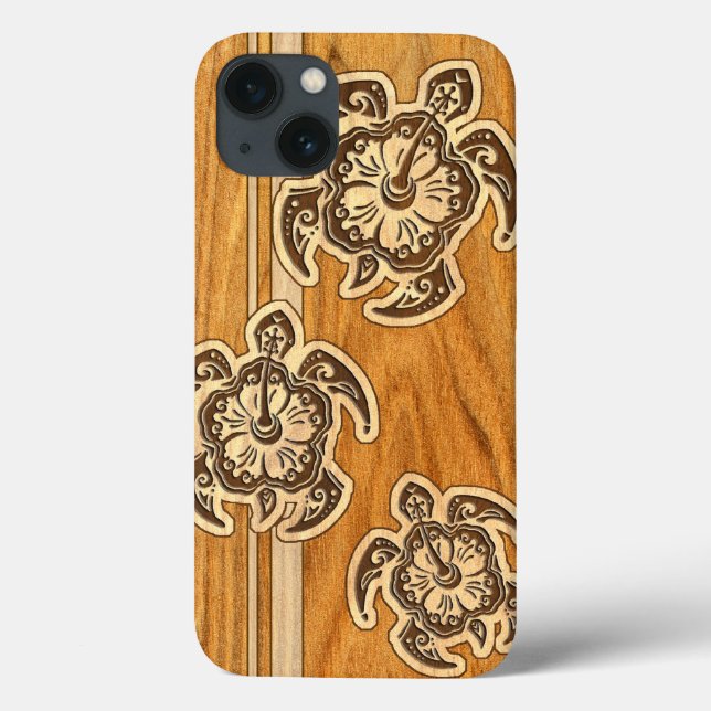 Uhane Honu Faux Wood Hawaiian Turtle i Pad Air Cas (Baksida)