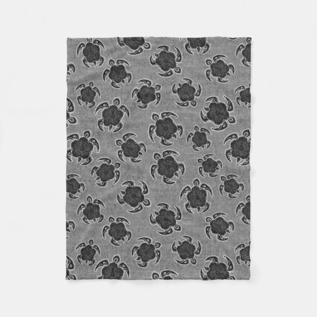Uhane Honu Hibiscus Batik Hawaiian Turtle Fleecefilt (Framsidan)