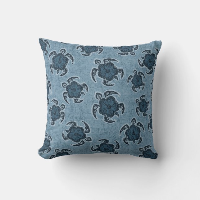 Uhane Honu Hibiscus Batik Hawaiian Turtle Kudde (Framsida)