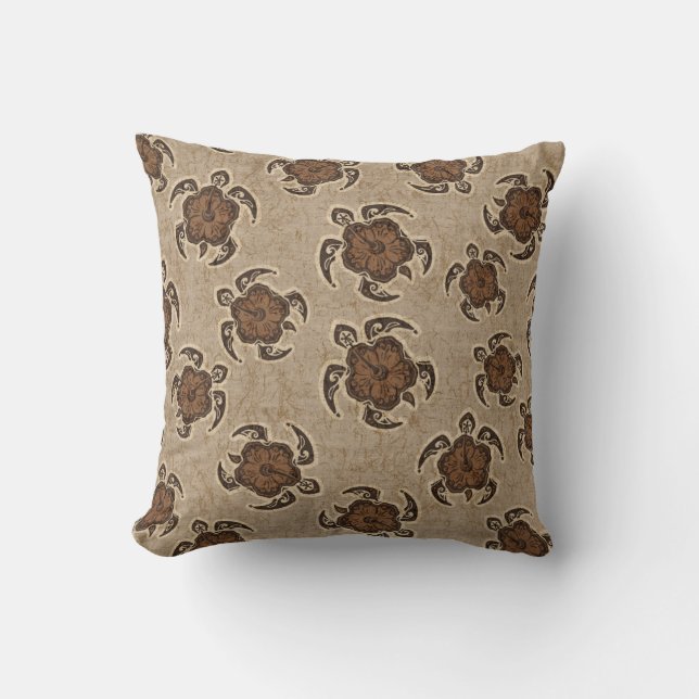 Uhane Honu Hibiscus Batik Hawaiian Turtle Kudde (Framsida)