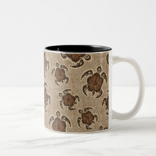 Uhane Honu Hibiskus Batik Hawaiiansk Sköldpadda Två-Tonad Mugg