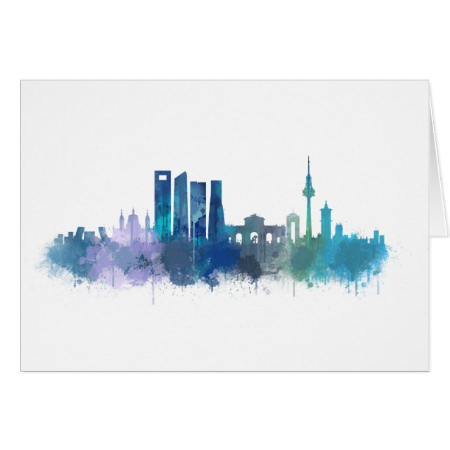 UHD Madrid Skyline v3bb Hälsningskort (Framsidan Horizontal)