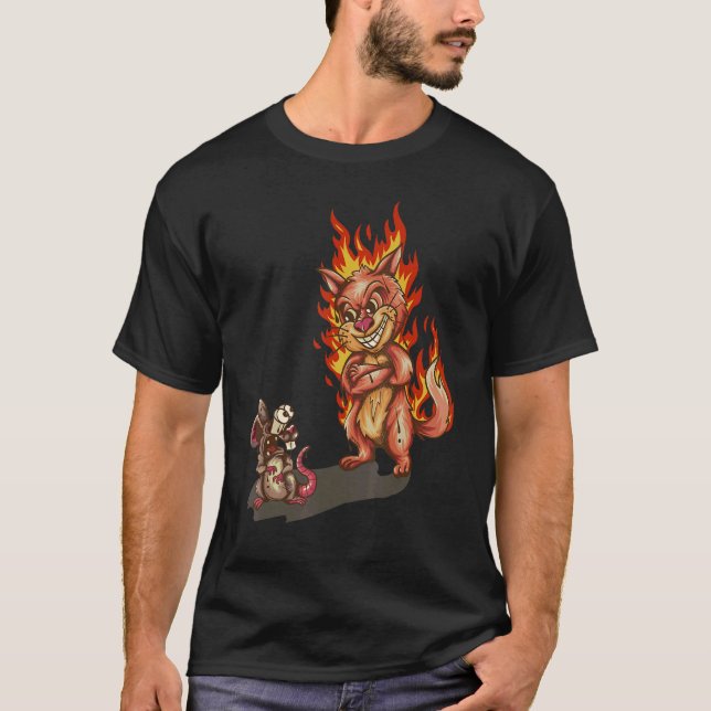 Uhh Woof Cat and Mouse Hund T Shirt (Framsida)