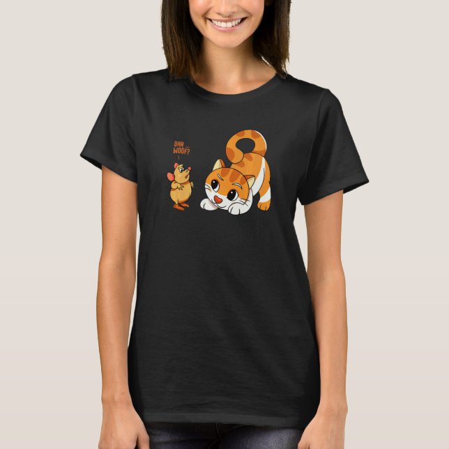 Uhh   Woof  Katt Och Mus  Hund T Shirt (Framsida)