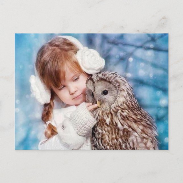uil en meisje vykort (Framsida)