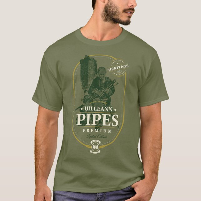 Uilleann Pipes Premium T Shirt (Framsida)
