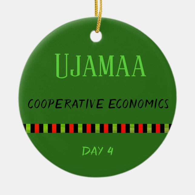 Ujamaa - Kwanzaa Dag 4 Grönt Julgransprydnad Keramik (Framsidan)