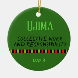 Ujima - Kwanzaa Dag 3 Grönt Julgransprydnad Keramik