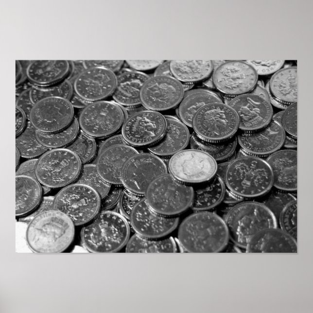 UK 5-pence biet mynt Poster (Framsidan)