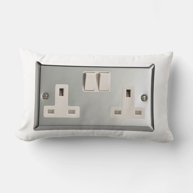 UK AC BS 1363 Plug Socket [brittisk standard] Lumbarkudde (Framsida)