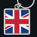 UK Britain Royal Union Jack Flagga Fyrkantig Silverfärgad Nyckelring<br><div class="desc">Union Jack eller Union Flagga är Förenade kungarikets nationella flagga. Flagga har också en officiell eller halvofficiell status i vissa andra samväldesdistrikt, till exempel är det genom en parlamentsresolution en flagga för officiell i Kanada som kallas Royalet Union Flagga. Dessutom används det som en flagga för officiell i några av...</div>