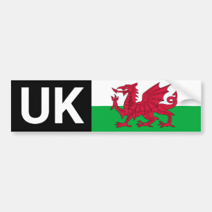 UK Car Sticker & Wales reser utomlands /Welsh flag Bildekal