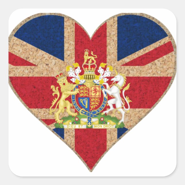 UK COA Heart Fyrkantigt Klistermärke (Framsida)