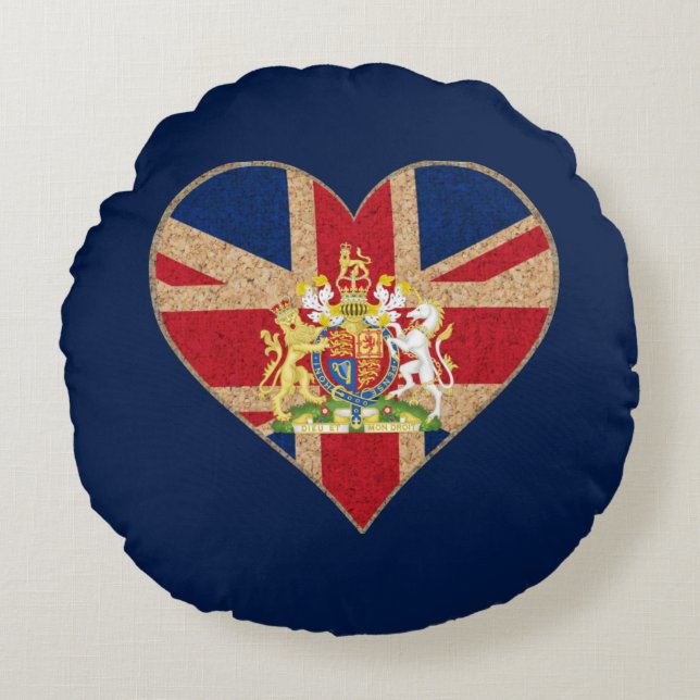 UK COA Heart Rund Kudde (Framsidan)