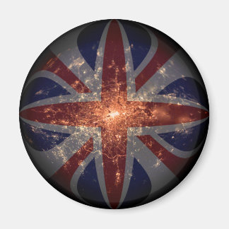 UK Fisheye Flagga över London i natt Magnet