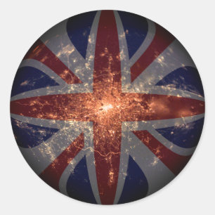 UK Fisheye Flagga över London i natt Runt Klistermärke