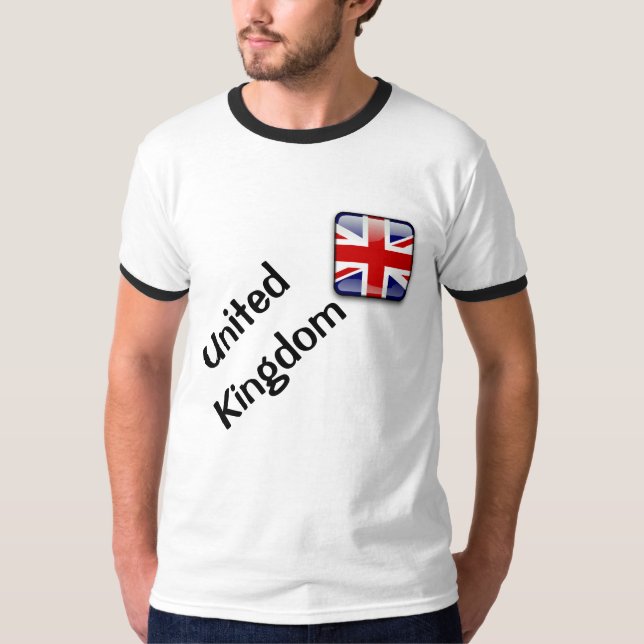 UK Flagga Basic Ringer T-Shirt (Framsida)