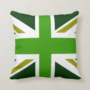 uk flagga dekorativ kudde oliv grönt