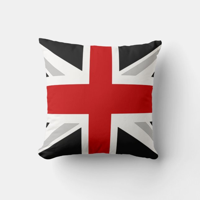 Uk flagga dekorativ kudde svart röd (Framsida)