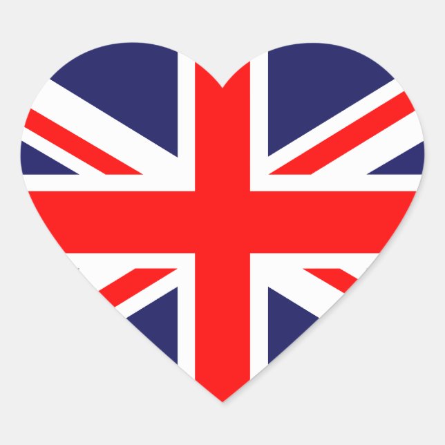 UK FLAGGA HJÄRTFORMAT KLISTERMÄRKE (Framsida)