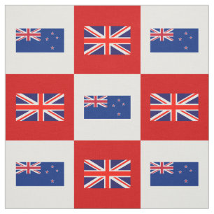 Uk-flagga, nyazeeländsk flagga på rött & vit tyg