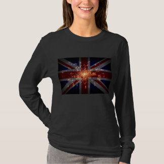 Uk-flagga över London på natten från utrymme T-shirt