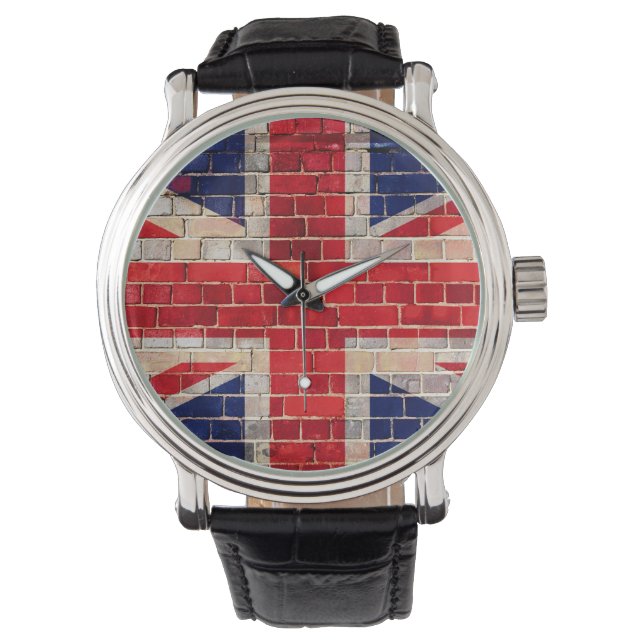 UK flagga på en brickmätur Armbandsur (Framsida)