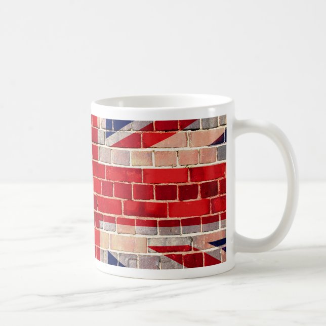 Uk-flagga på en tegelstenvägg kaffemugg (Höger)