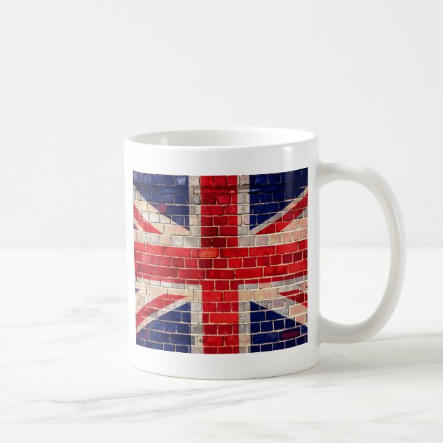 UK flagga på en tegelvägg Kaffemugg (Höger)