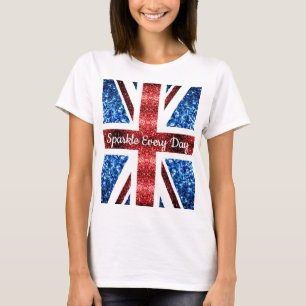 UK flagga Red blue glitter Gnistra varje dag T Shirt