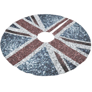 UK flagga Rustic vintage sparkles glitter bling Julgransmatta Borstad Polyester