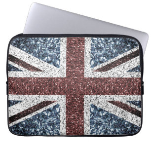 UK flagga Rustic vintage sparkles glitter bling Laptop Fodral