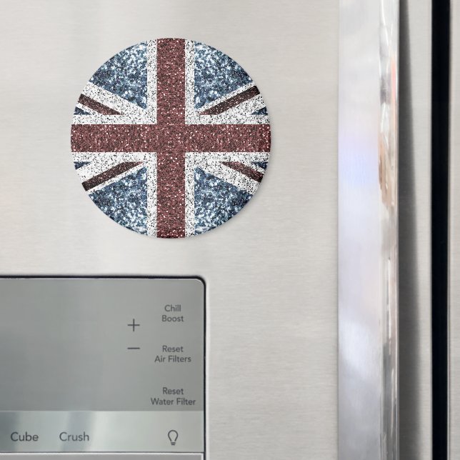 UK flagga Rustic vintage sparkles glitter bling Magnet (In Situ (Fridge))