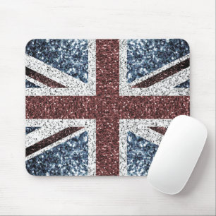 UK flagga Rustic vintage sparkles glitter bling Musmatta
