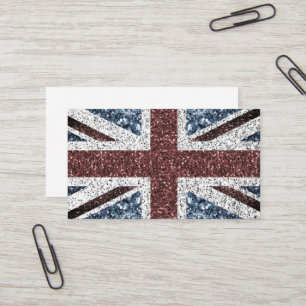 UK flagga Rustic vintage sparkles glitter bling Visitkort