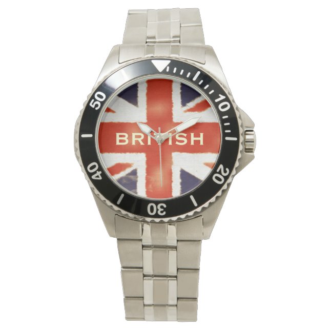 UK Flagga Union Jack Anpassningsbar Stainless Stee Armbandsur (Framsida)