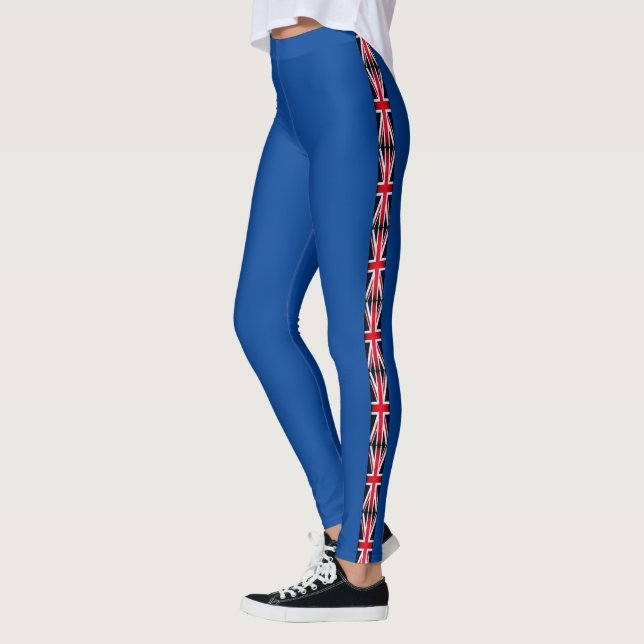 UK Flagga Union Jacked Red Blue Roligt Lodrät stri Leggings (Vänster)