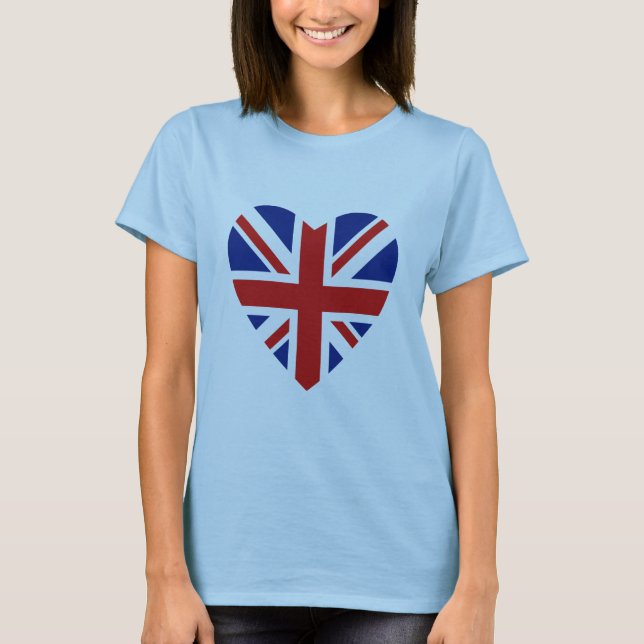 Uk-flaggahjärta och karta t-shirt (Framsida)