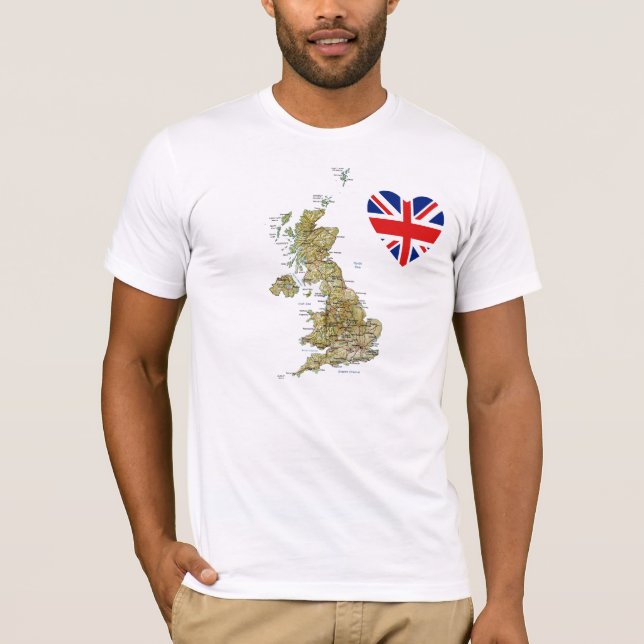 Uk-flaggahjärta och kartaT-tröja Tröja (Framsida)