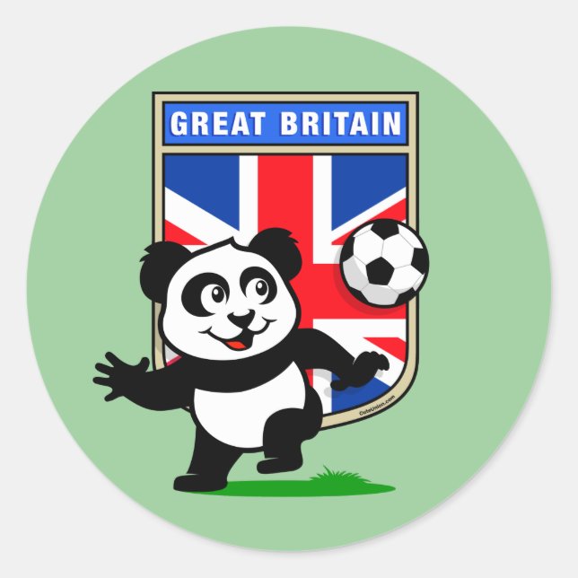 UK Football Panda Runt Klistermärke (Framsida)