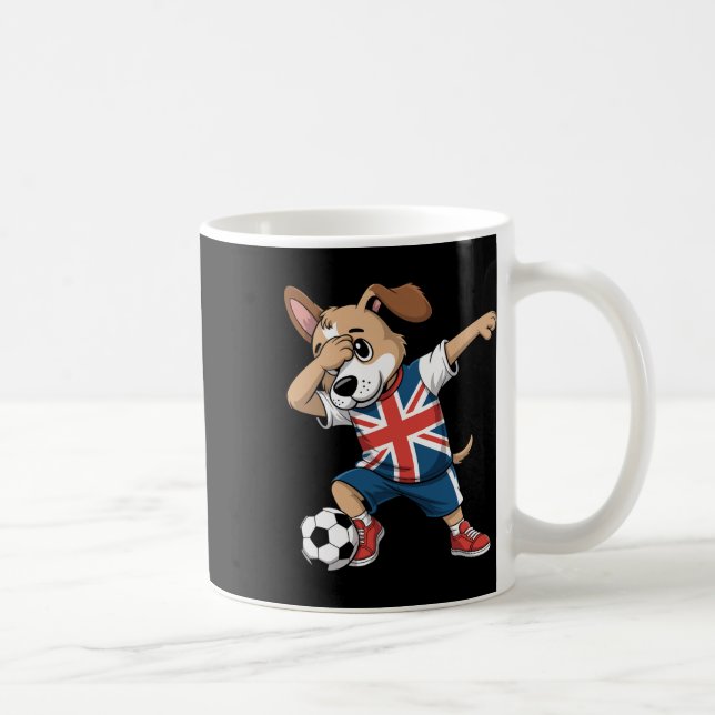 Uk Fotboll Dabbing Hund Union Jack  Kaffemugg (Höger)