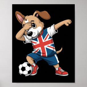 Uk Fotboll Dabbing Hund Union Jack  Poster