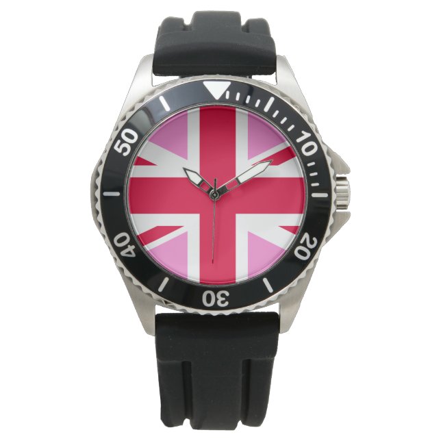 UK Gay pride (Rosa Union Jack) (Gay British Flagga Armbandsur (Framsida)