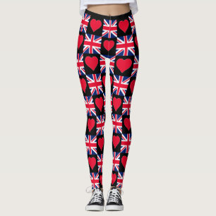 UK Heart Förenade kungariket Flagga Patriotic Brit Leggings