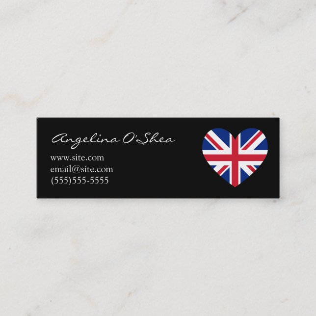 UK Heart Skinny Business Card Mini Visitkort (Framsida)
