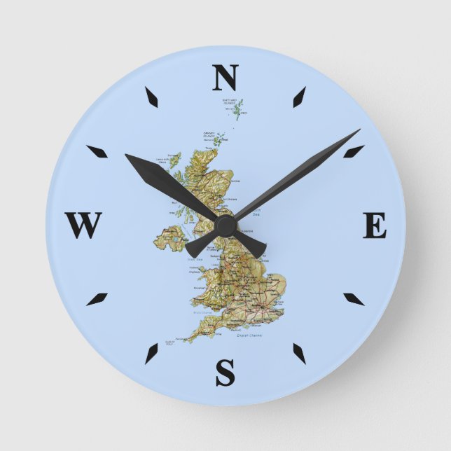 UK Karta Clock Rund Klocka (Framsida)