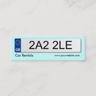 UK Number Plate - Blek Blue Mini Visitkort